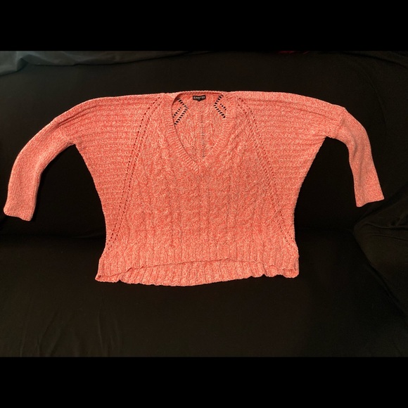 Express Dolman Hi-Low 3/4 sleeve Cable Knit V-Neck Sweater - Picture 1 of 15